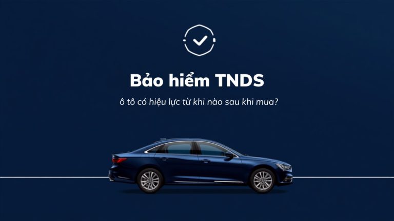 Ô tô màu xanh navy cùng biểu tượng đồng hồ có dấu tích, minh họa thời điểm bảo hiểm TNDS ô tô bắt đầu có hiệu lực sau khi mua