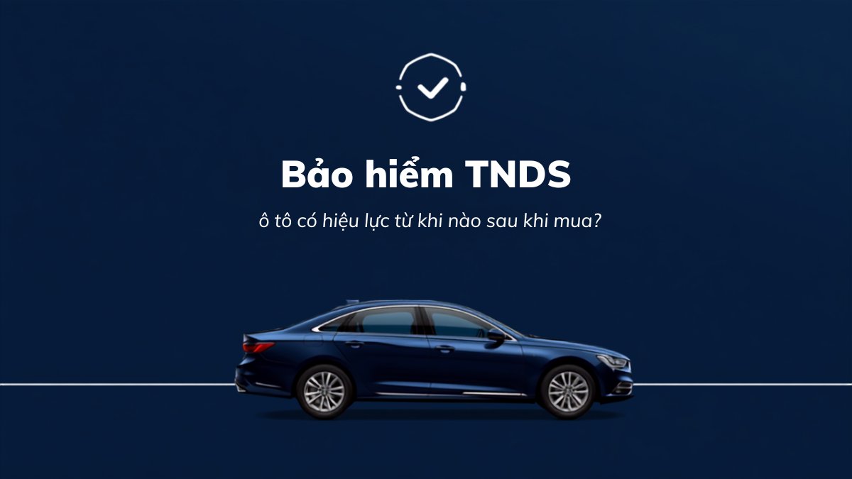 Ô tô màu xanh navy cùng biểu tượng đồng hồ có dấu tích, minh họa thời điểm bảo hiểm TNDS ô tô bắt đầu có hiệu lực sau khi mua
