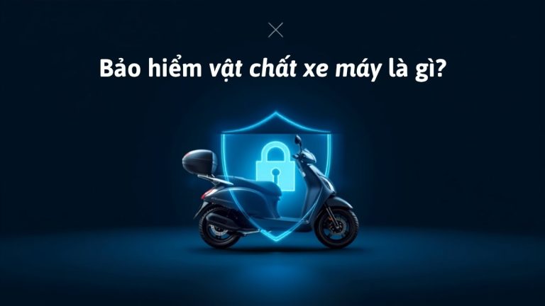 Xe máy tay ga được bảo vệ bởi khiên và ổ khóa an toàn, minh họa cho bảo hiểm vật chất xe máy