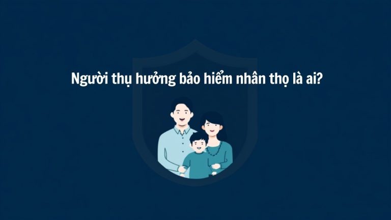 Gia đình và biểu tượng lá chắn bảo vệ minh họa người thụ hưởng bảo hiểm nhân thọ