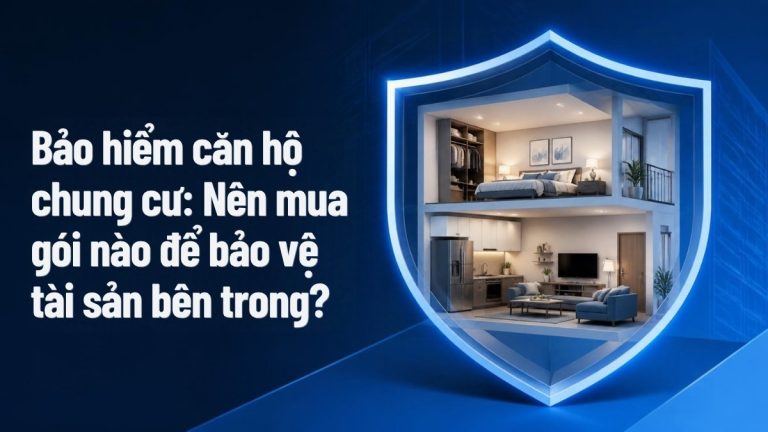 Minh họa căn hộ chung cư với nội thất bên trong được bao bọc bởi khiên bảo vệ - bảo hiểm căn hộ chung cư bảo vệ tài sản bên trong